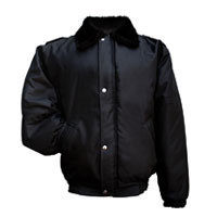 Campera aviadora de seguridad en trucker con cuello de piel. Guata 100gr
