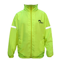 Campera de microfibra flúo semi impermeable con terminaciones elastizadas y reflectivos